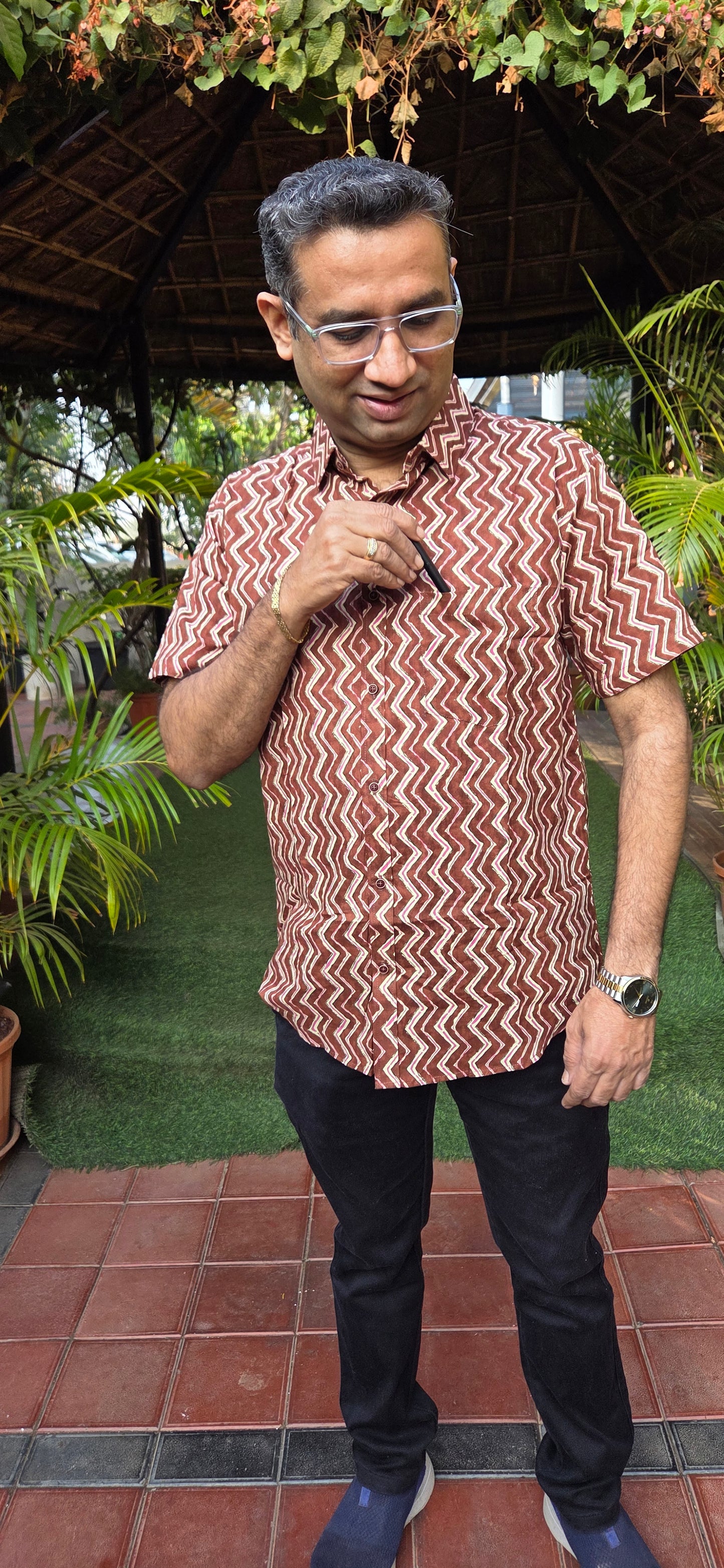 Brown Floral Zigzag Family Of 4