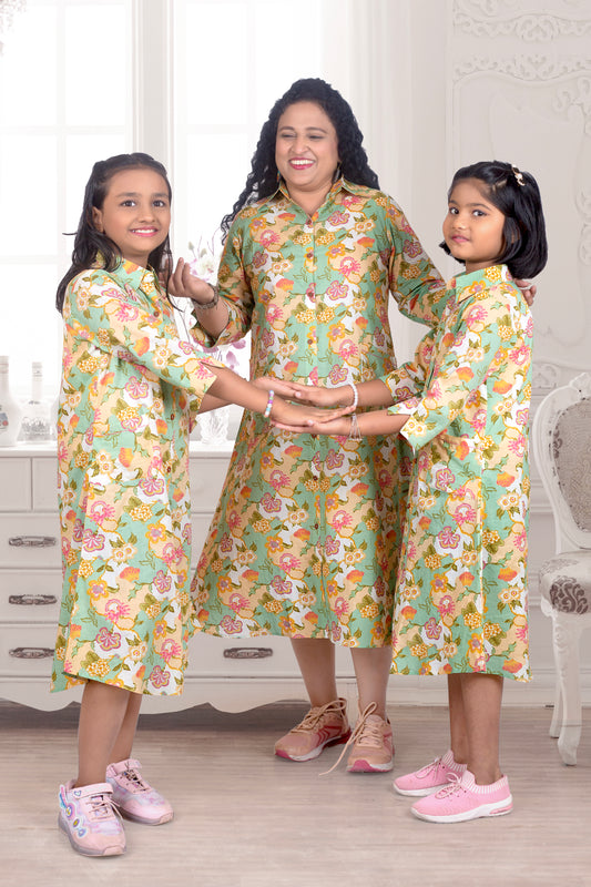 Twinning Mother Daughter Green Combo For 2