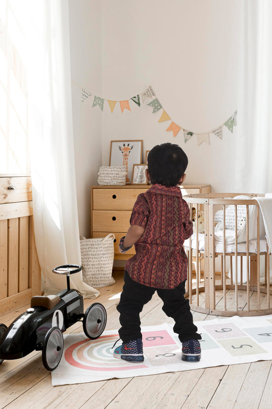 Son Wine Vertical Lines Shirt in Cotton