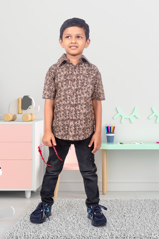 Son Coffee Half Sleeves Shirt in Cotton