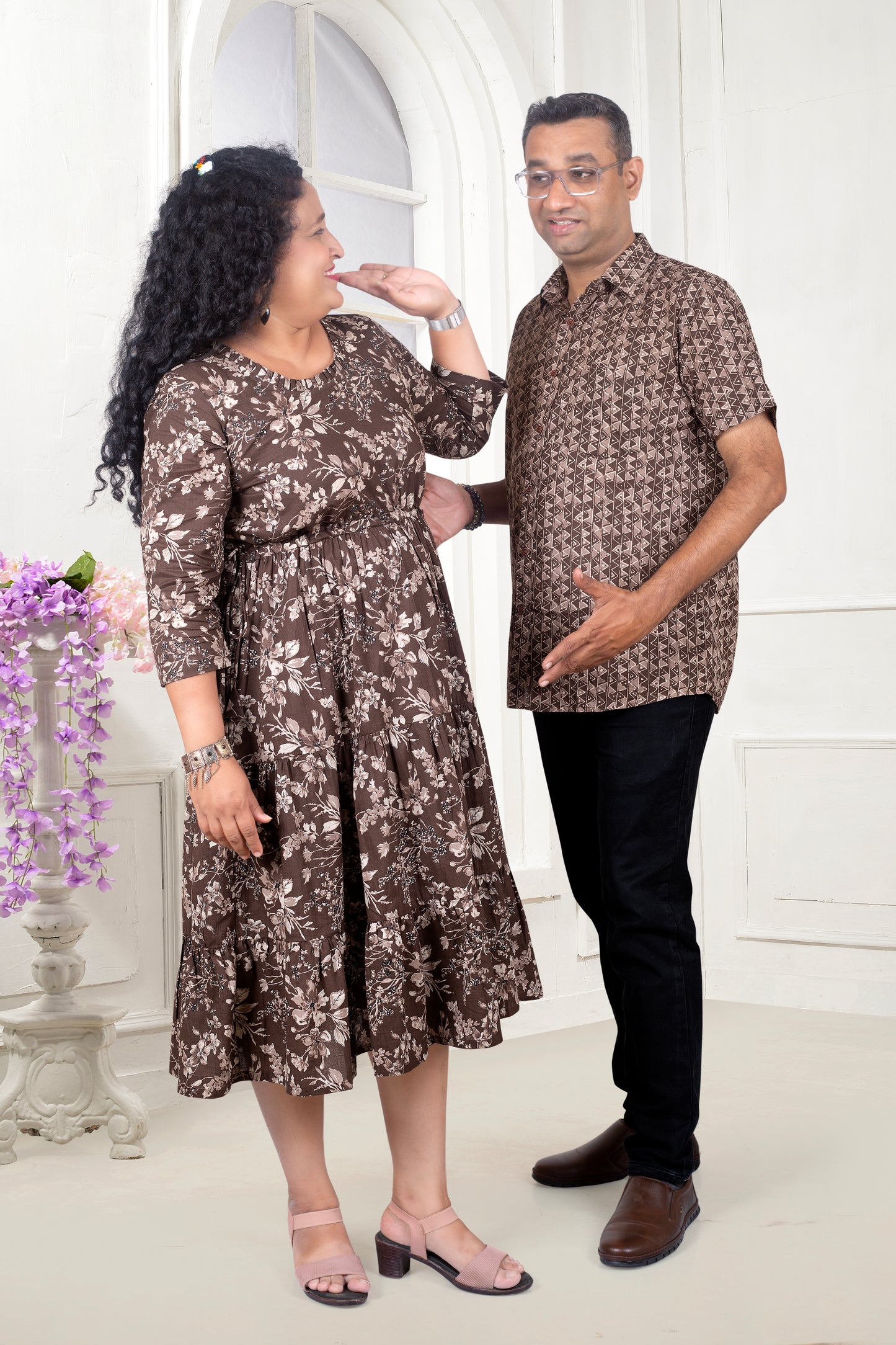 Mother Coffee Cotton Nadi Dress