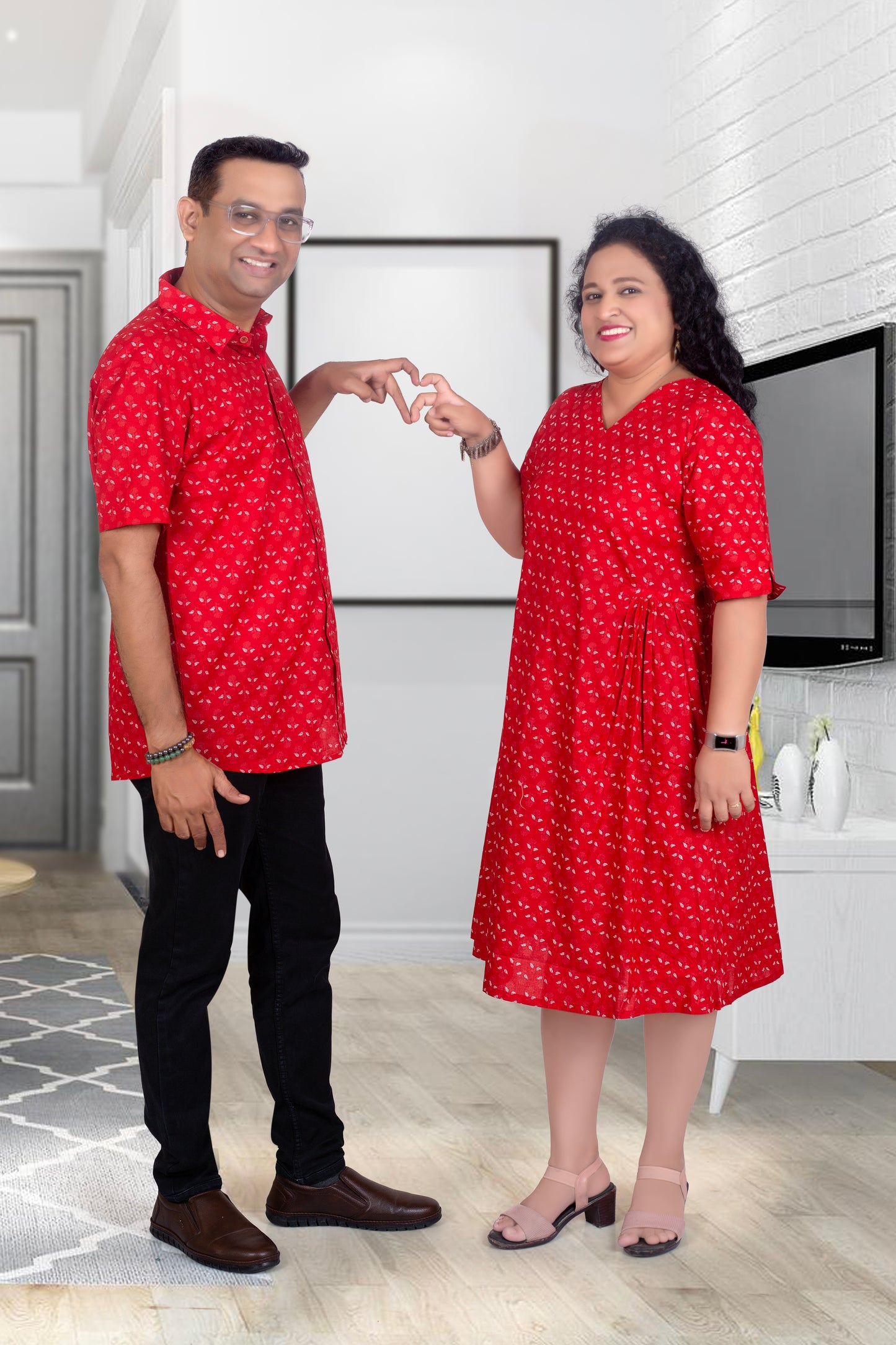 Father Red Butta Half Shirt in Cotton