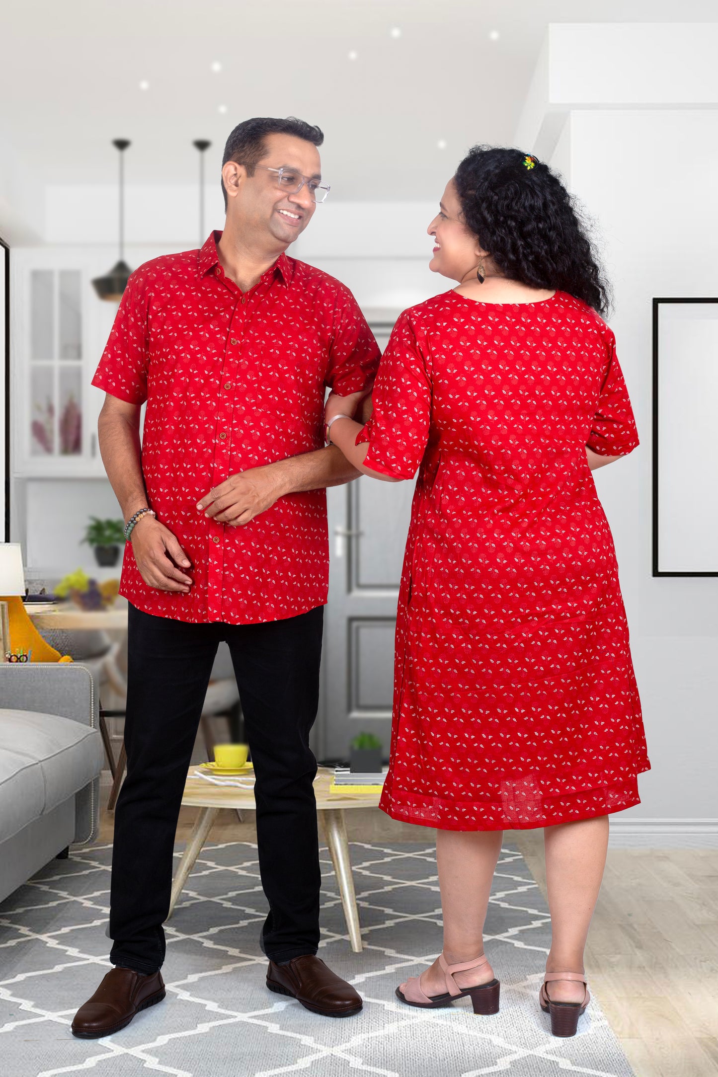 Mother Red Butta Chunni Dress