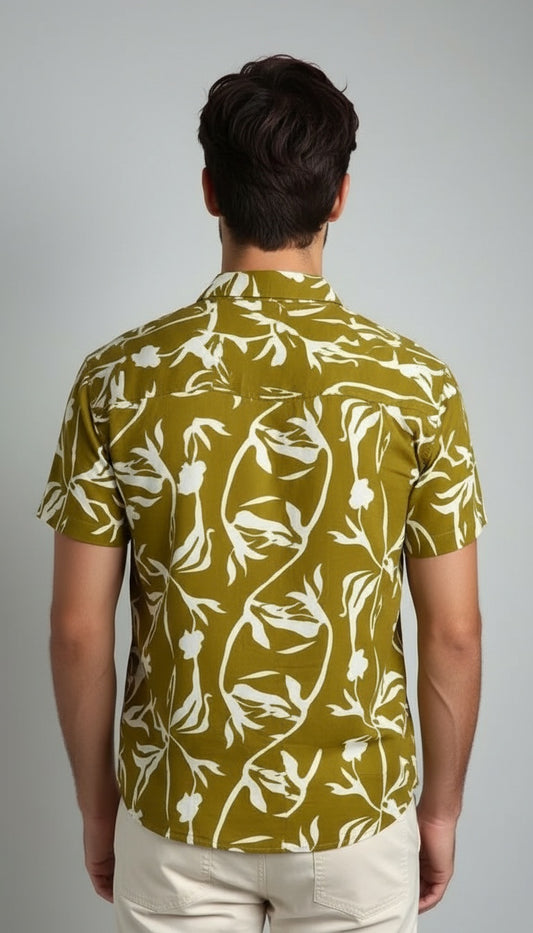 Father Amber Color Half Shirt in Cotton