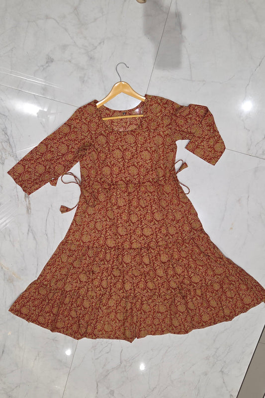 Mother Rust Color Nadi Dress in Cotton
