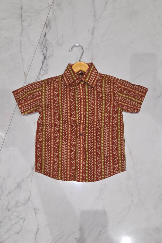 Son Rust Vertical Design Shirt in Cotton