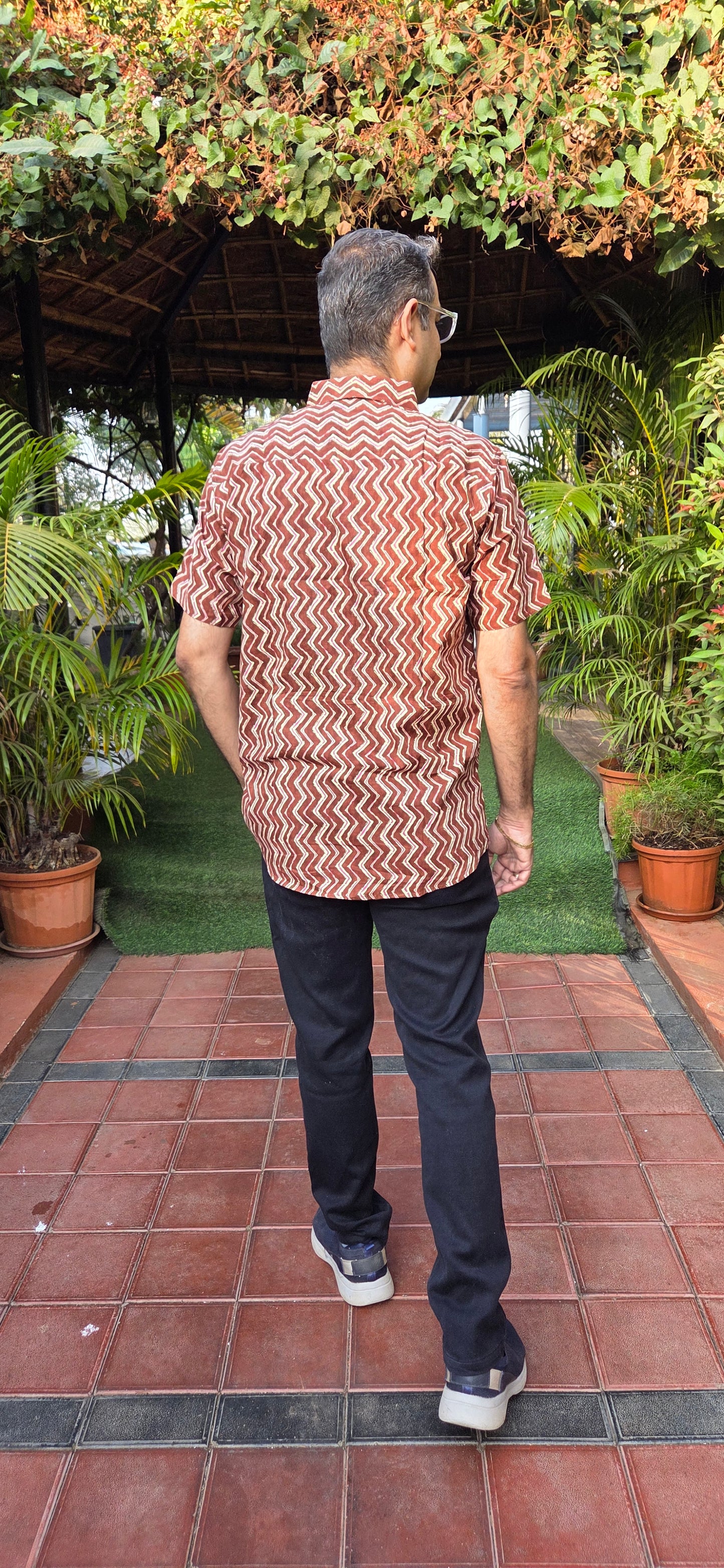 Father Brown Vertical Half Shirt in Cotton