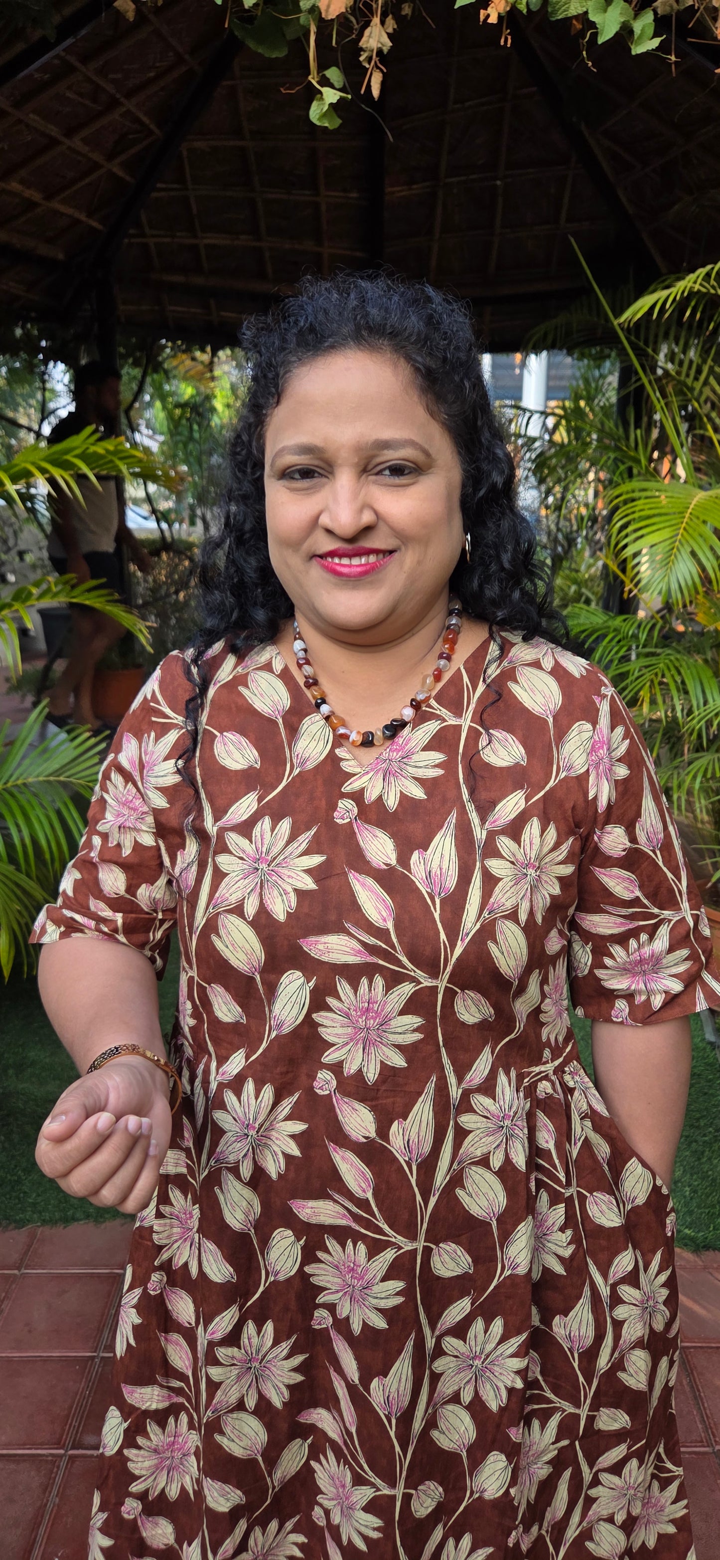 Mother Brown Floral Chunni  Dress
