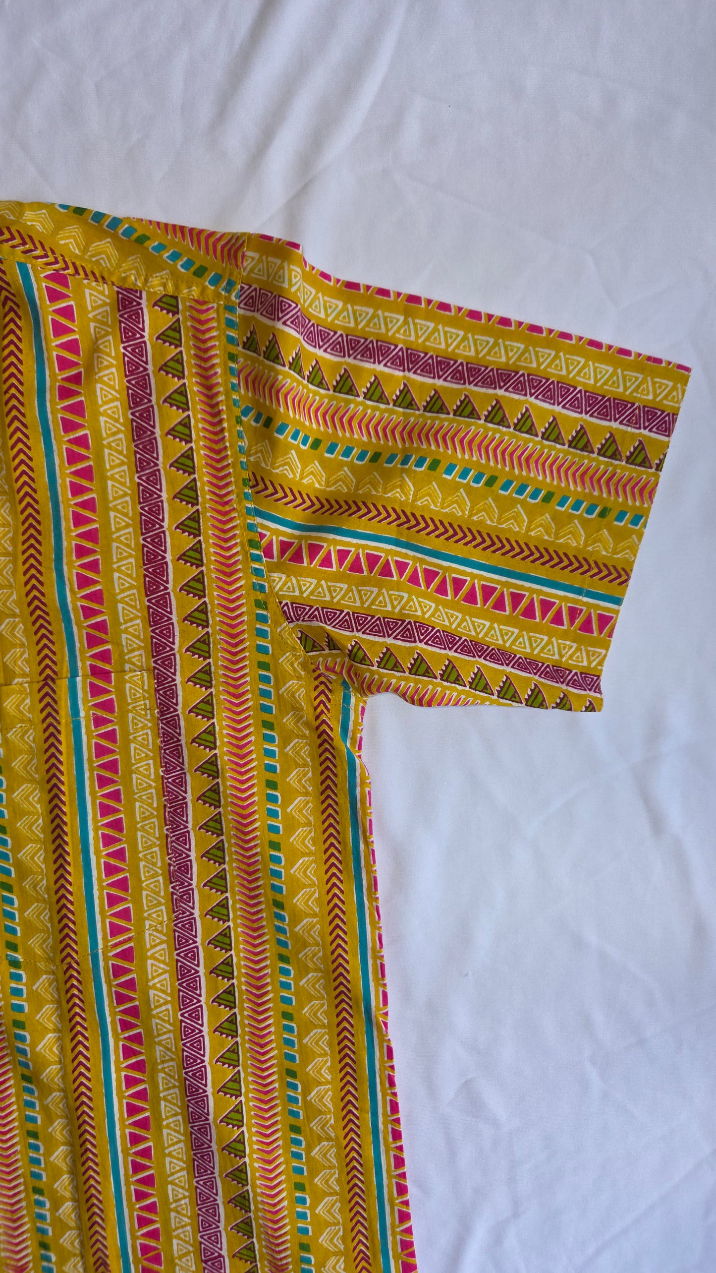 Father Yellow Color Vertical  Half Shirt in Cotton