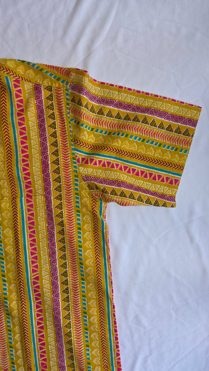 Father Yellow Color Vertical  Half Shirt in Cotton