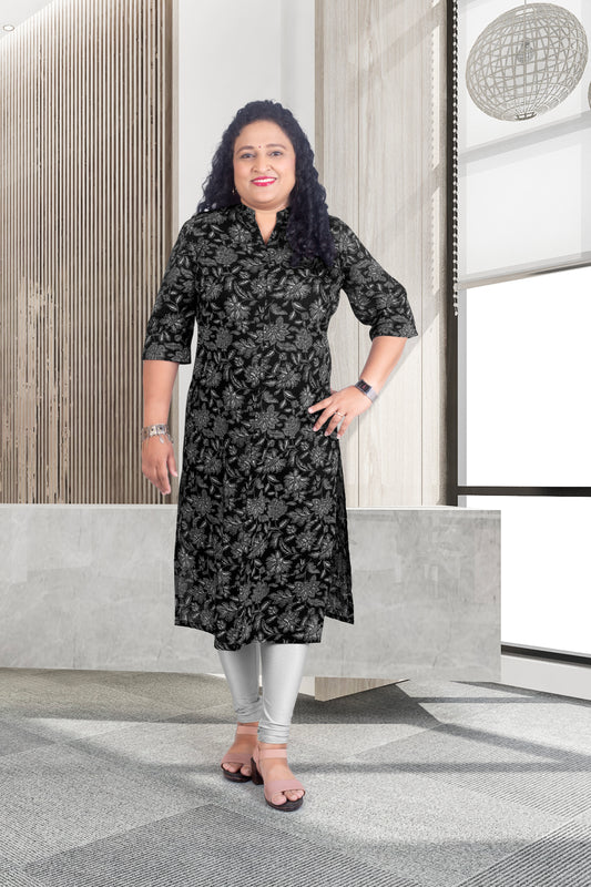 Mother Black Cotton Cut Kurti