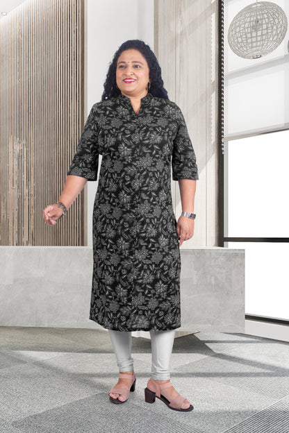 Mother Black Cotton Cut Kurti