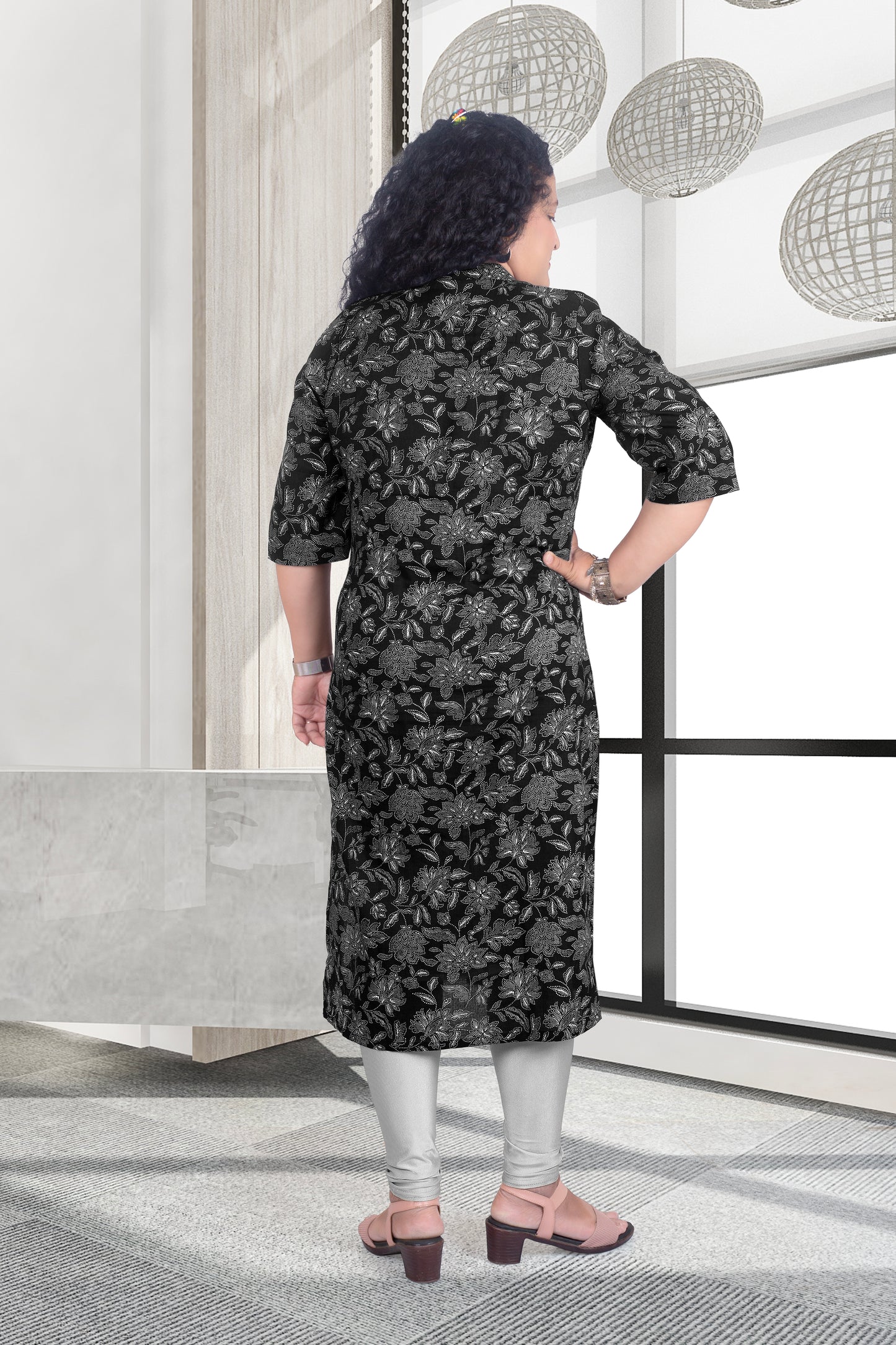 Mother Black Cotton Cut Kurti