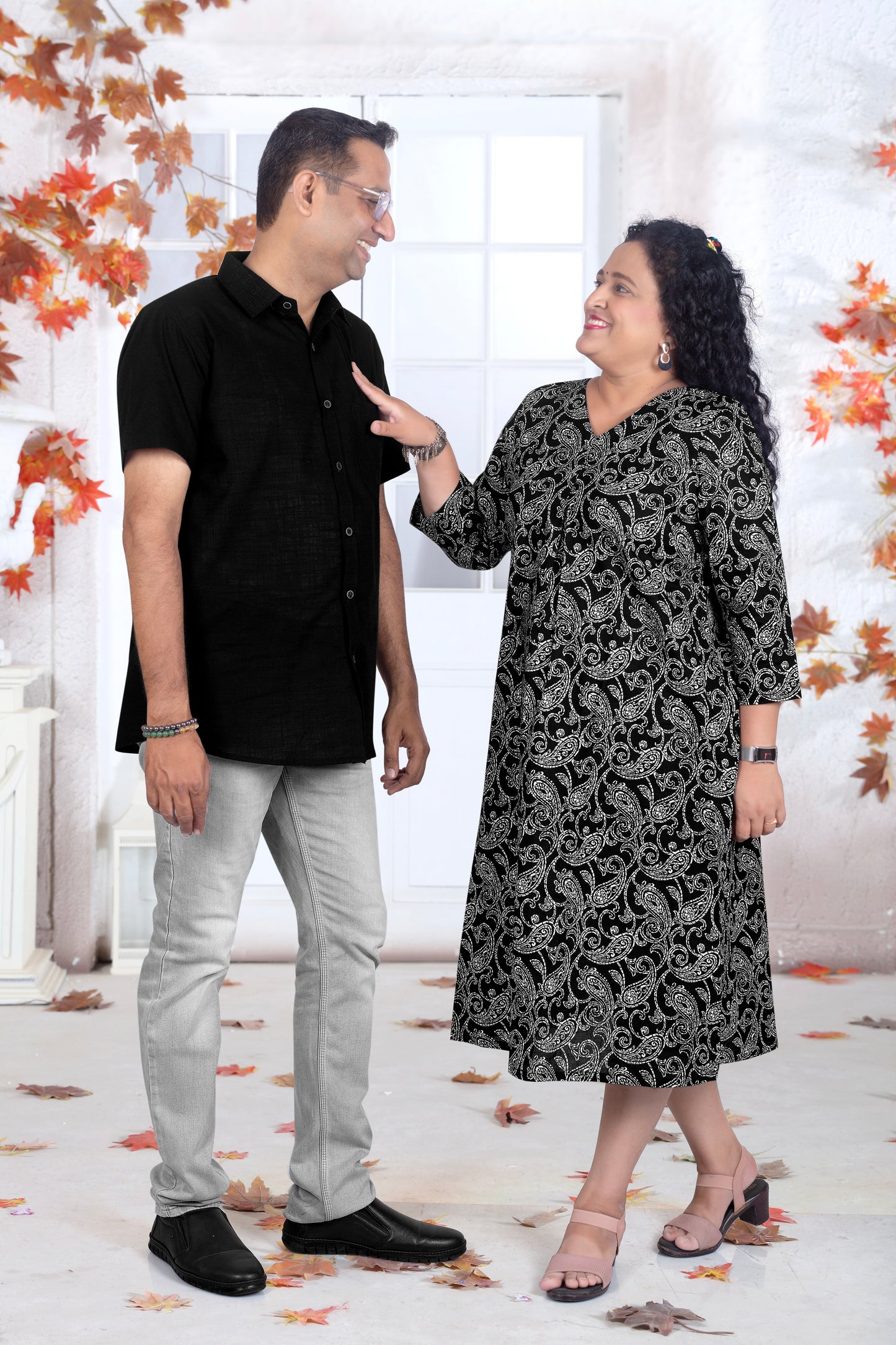 Father Plain Black Half Shirt in Cotton