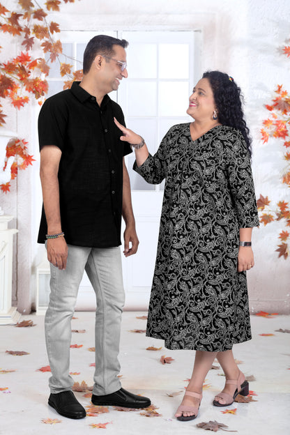 Father Plain Black Half Shirt in Cotton