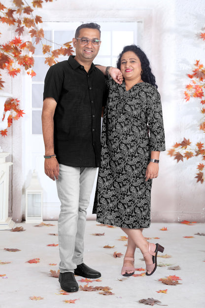 Father Plain Black Half Shirt in Cotton