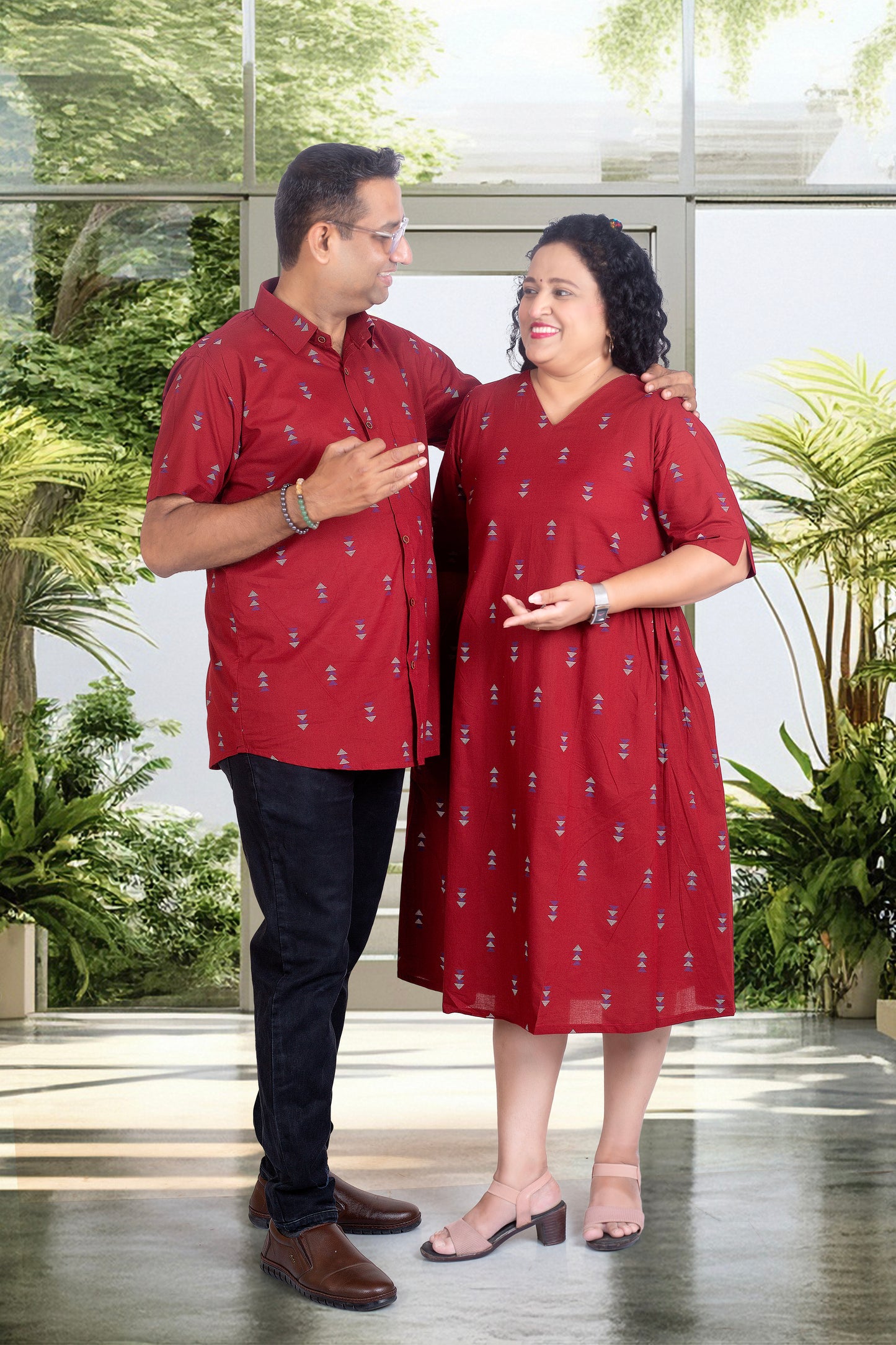 Mother Maroon Butta Chunni  Dress