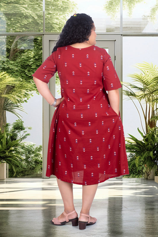 Mother Maroon Butta Chunni  Dress