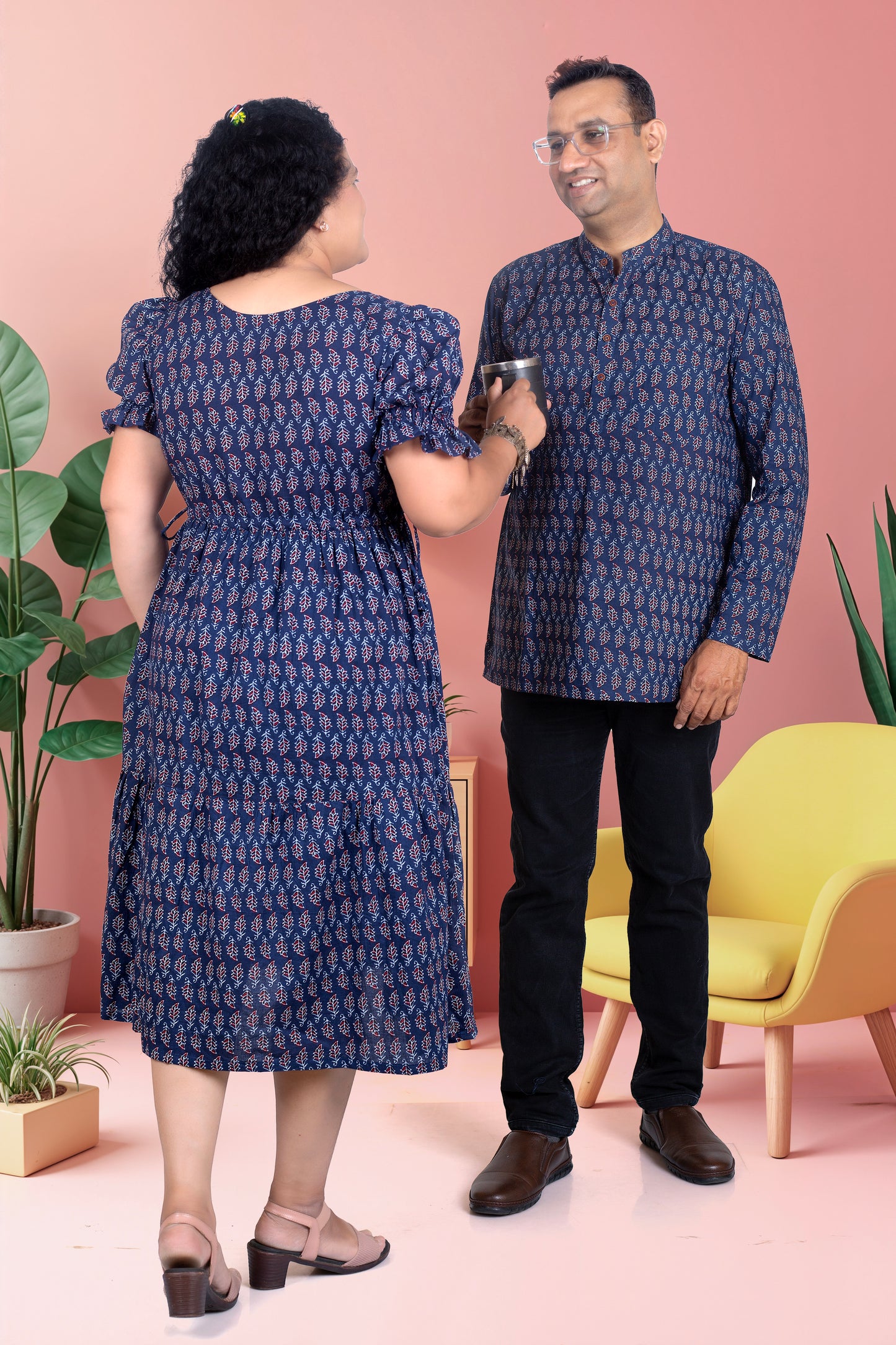 Mother Blue Butta Fugga Sleeves Dress in Cotton