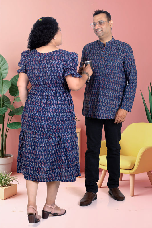 Couple Smart Combo for 2 in Blue Butta Design