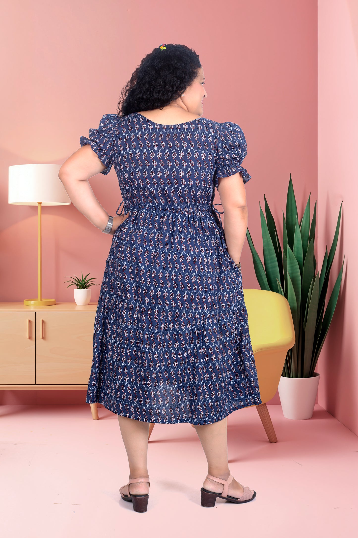 Mother Blue Butta Fugga Sleeves Dress in Cotton