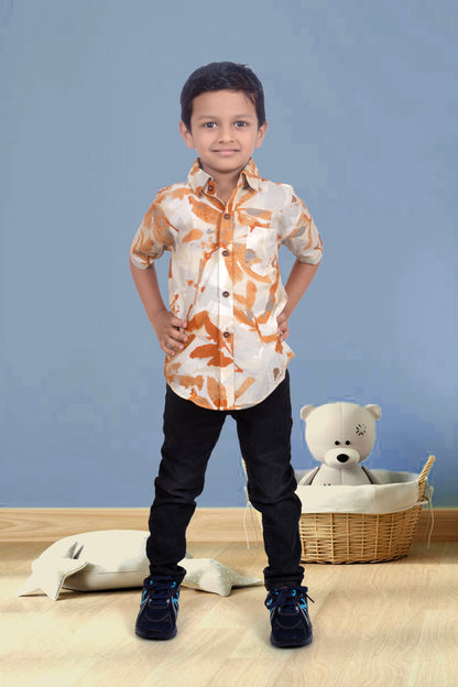 Son Marble Print Shirt in Cotton