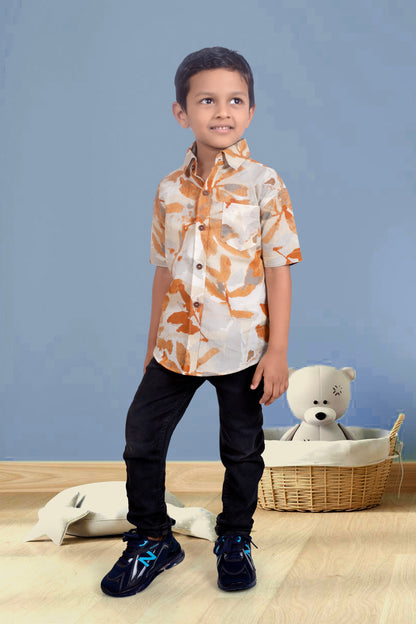 Son Marble Print Shirt in Cotton