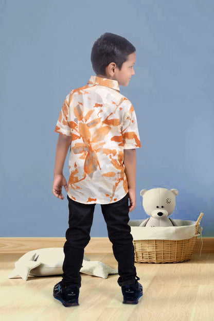 Son Marble Print Shirt in Cotton