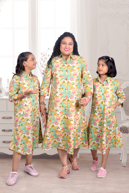 Twinning Mother Daughter Green Combo For 2