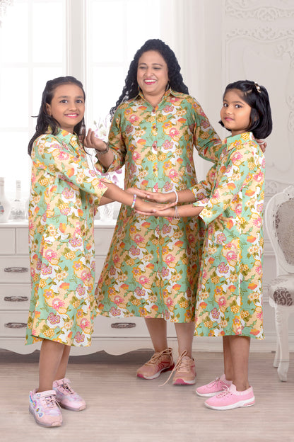 Twinning Mother Daughter Green Combo For 2