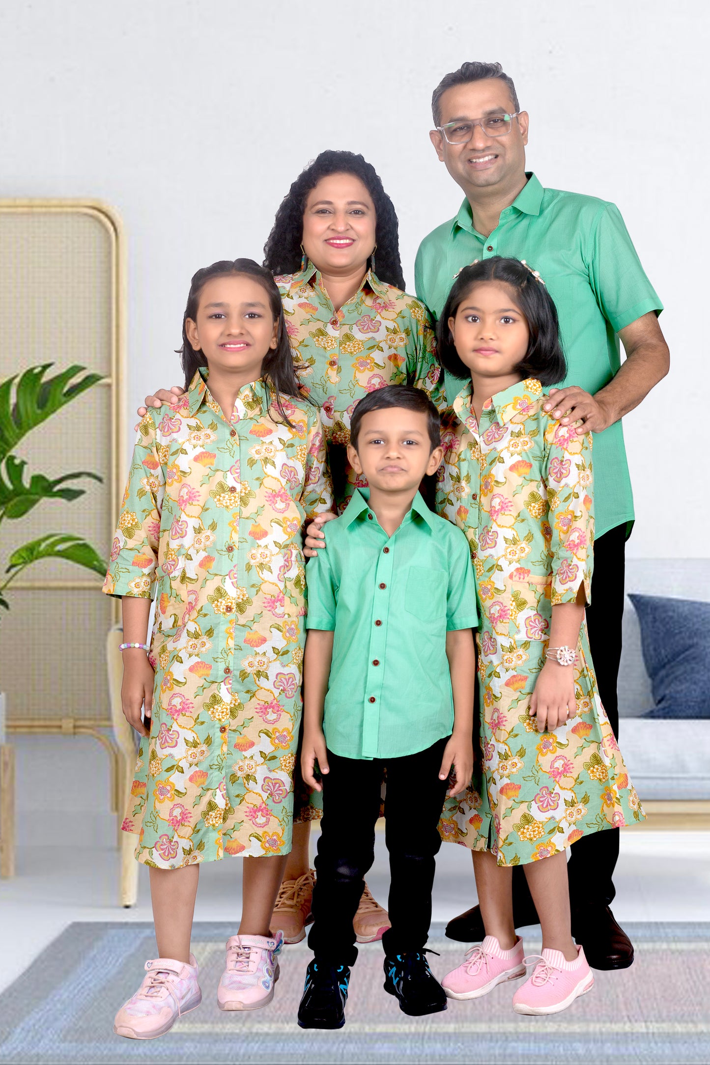 Daughter Green Shirt Dress in Cotton