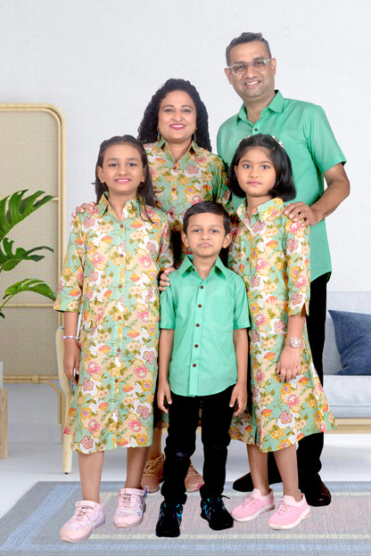 Twinning Mother Daughter Green Combo For 2