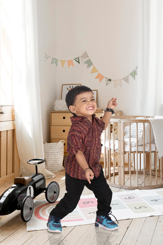 Son Wine Vertical Lines Shirt in Cotton