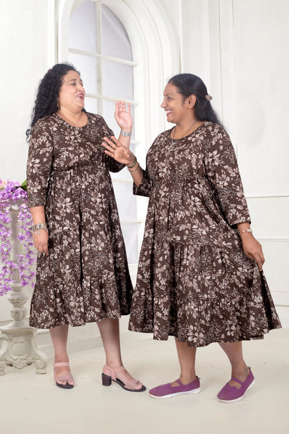 Mother Coffee Cotton Nadi Dress