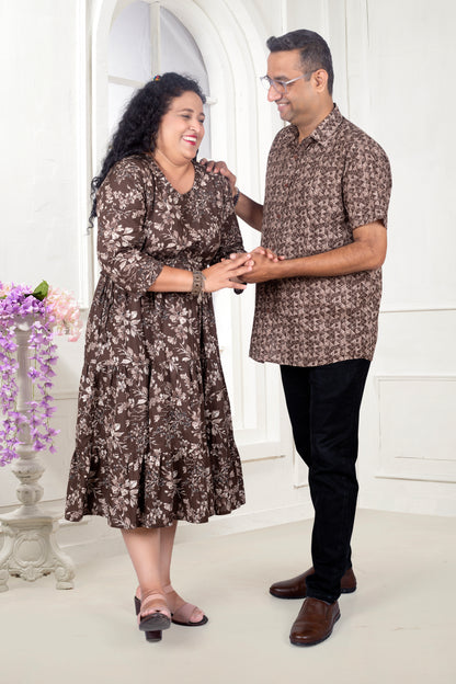 Mother Coffee Cotton Nadi Dress