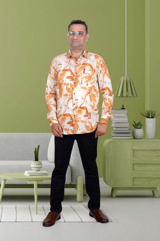 Father Full Hand Marble Print Shirt in Cotton