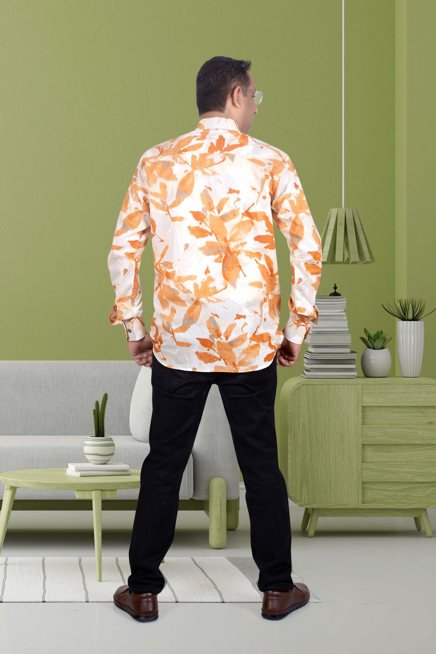 Father Full Hand Marble Print Shirt in Cotton