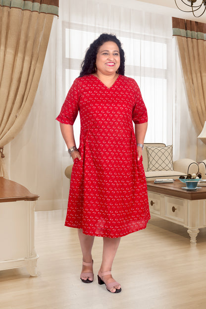 Mother Red Butta Chunni  Dress