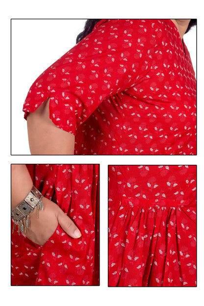 Mother Red Butta Chunni  Dress