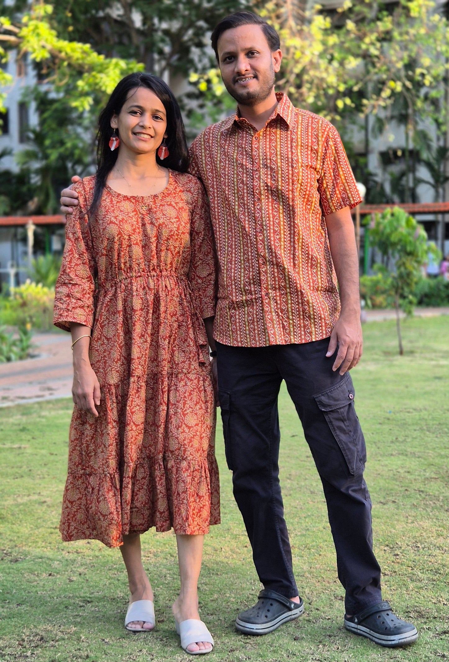 Mother Rust Color Nadi Dress in Cotton