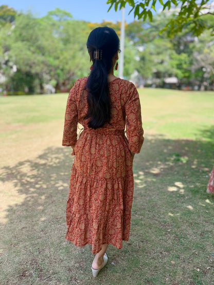 Mother Rust Color Nadi Dress in Cotton