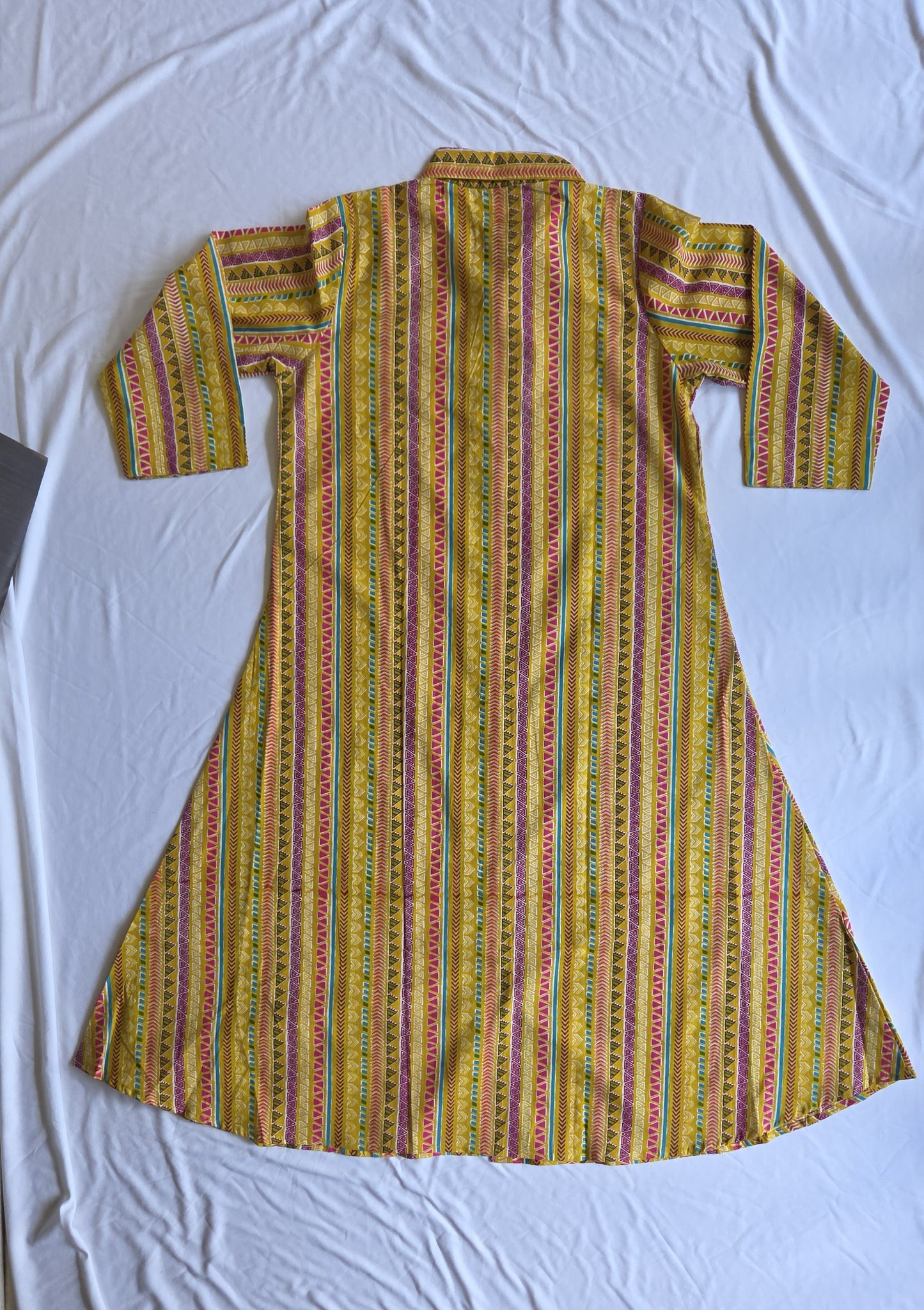 Mother Yellow Color Vertical Shirt Dress in Cotton