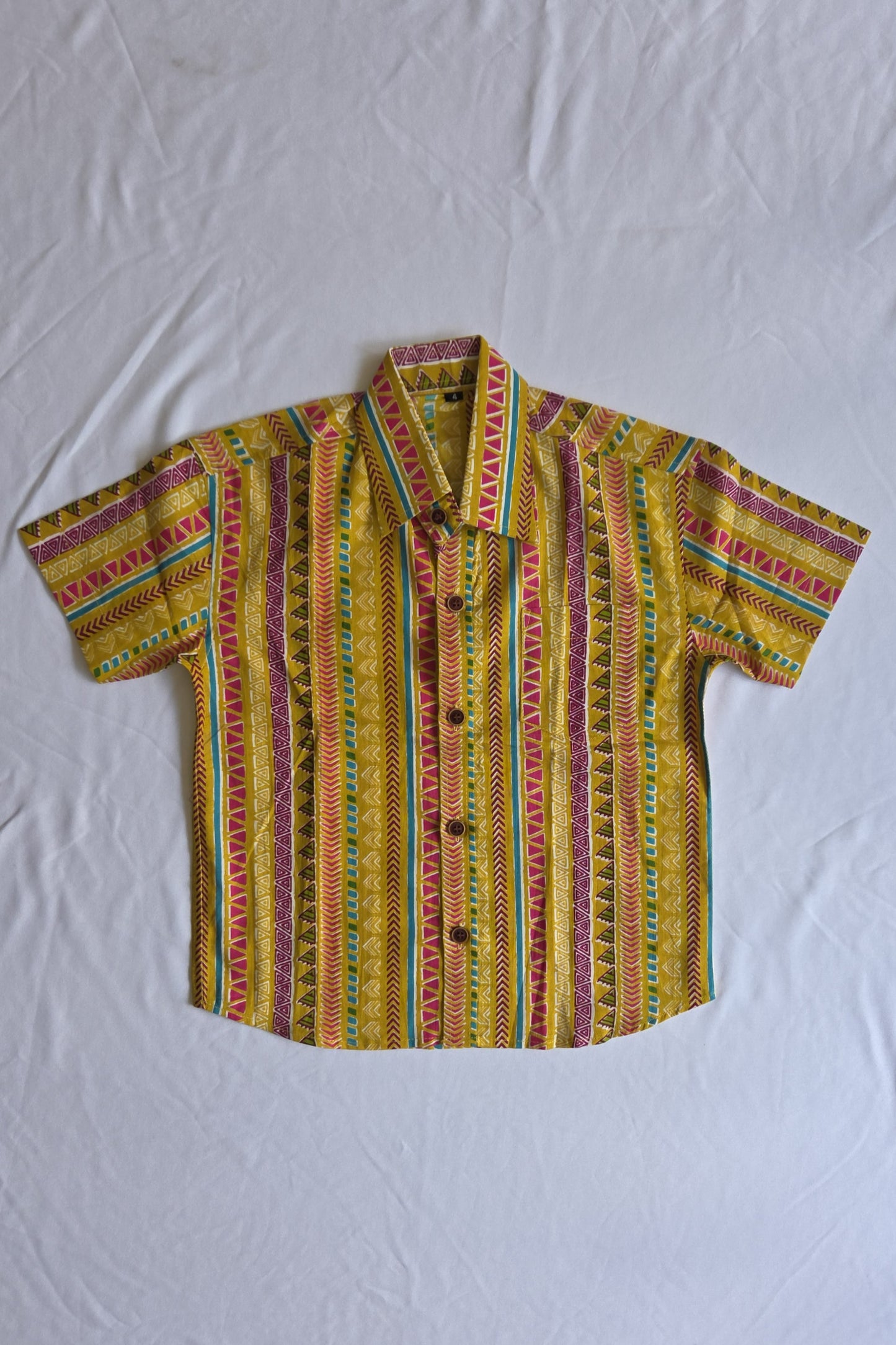 Son Yellow Color Vertical Shirt in Cotton
