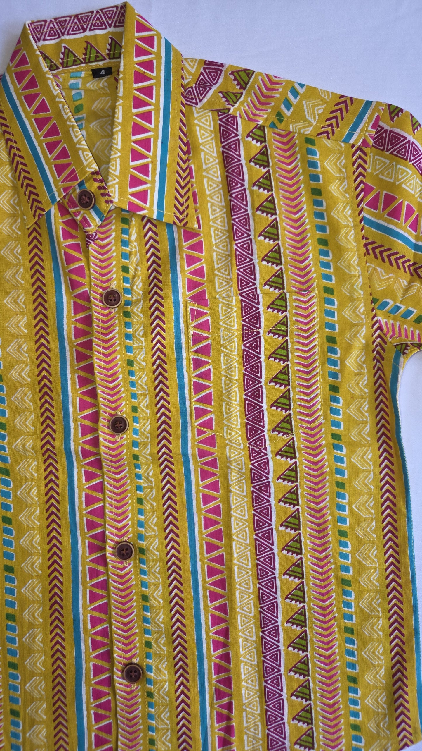 Son Yellow Color Vertical Shirt in Cotton