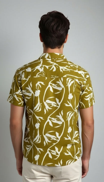 Father Amber Color Half Shirt in Cotton