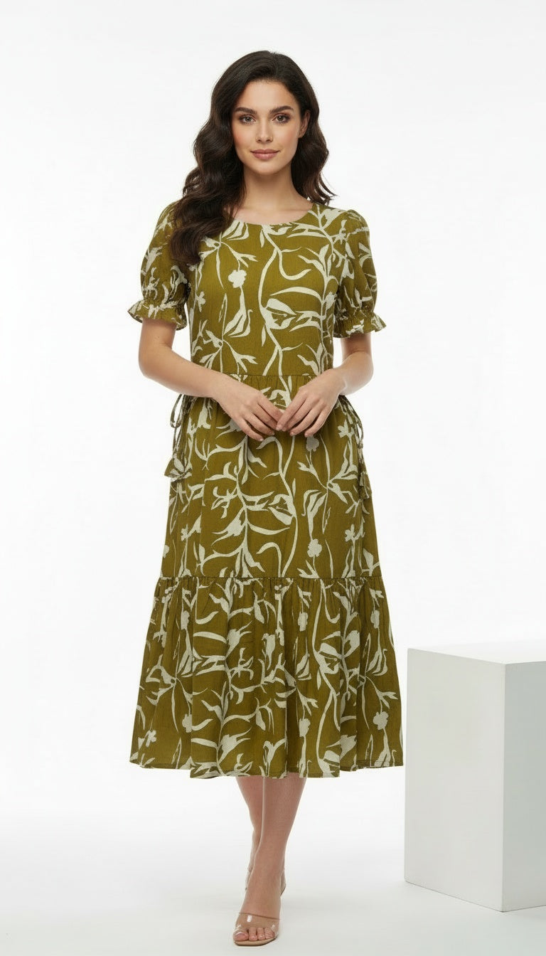 Mother Amber Color Nadi Dress in Cotton