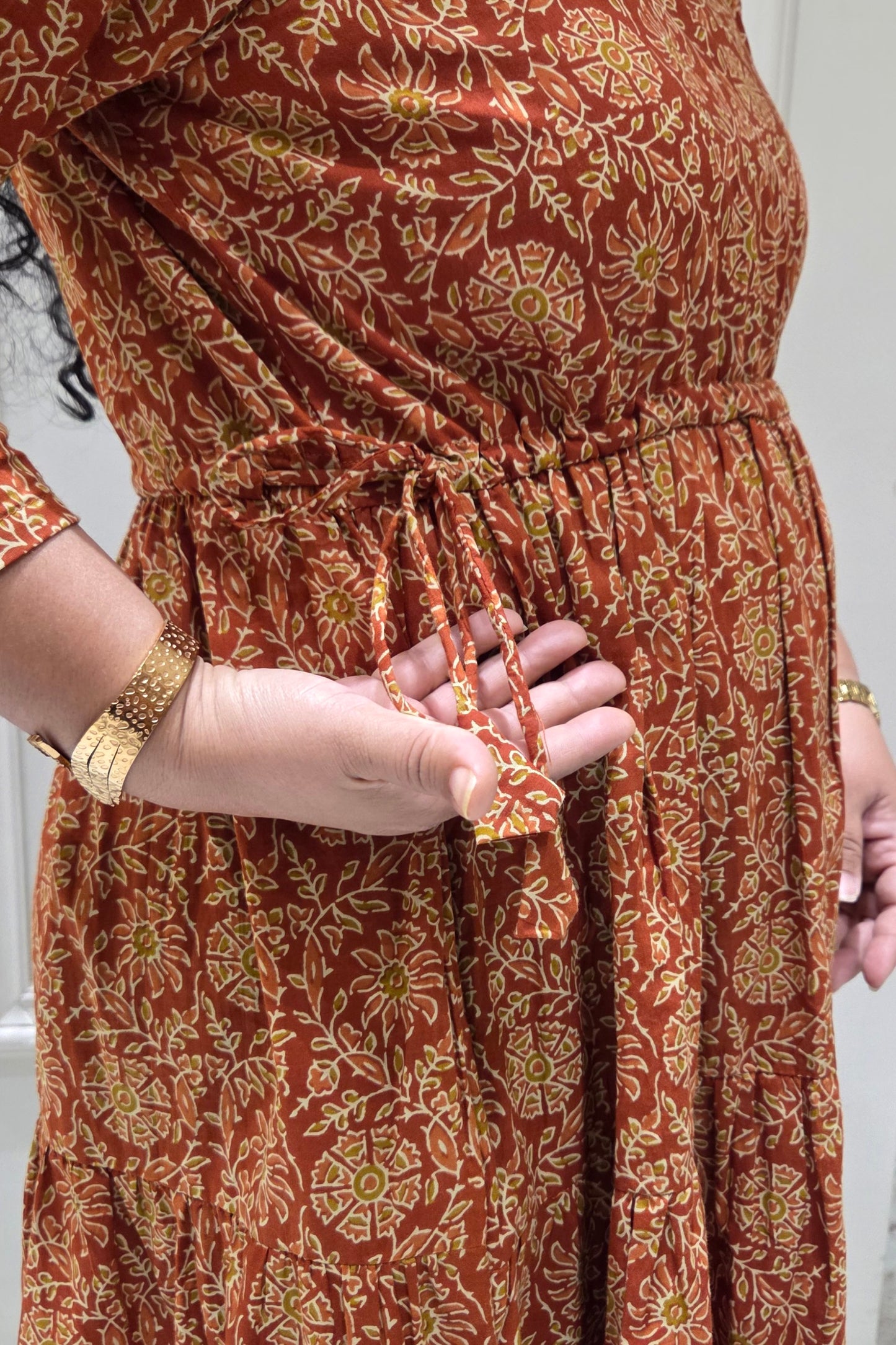 Mother Rust Color Nadi Dress in Cotton
