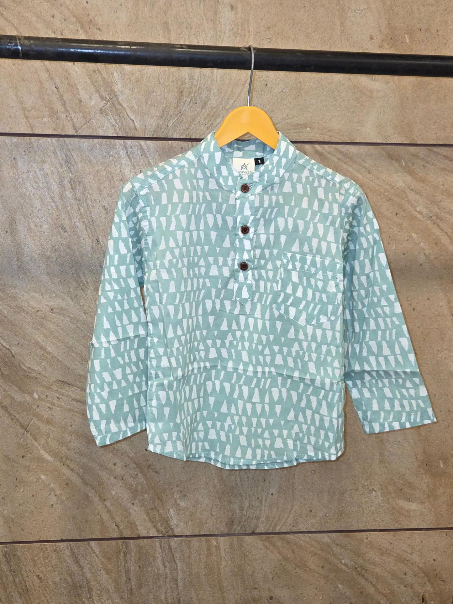 Son Light Green Kurta Shirt in Cotton