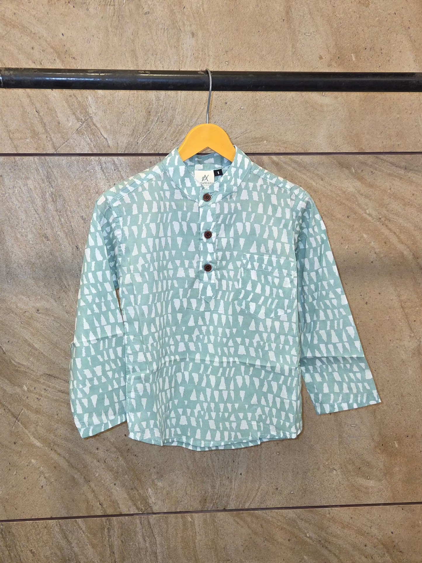 Son Light Green Kurta Shirt in Cotton