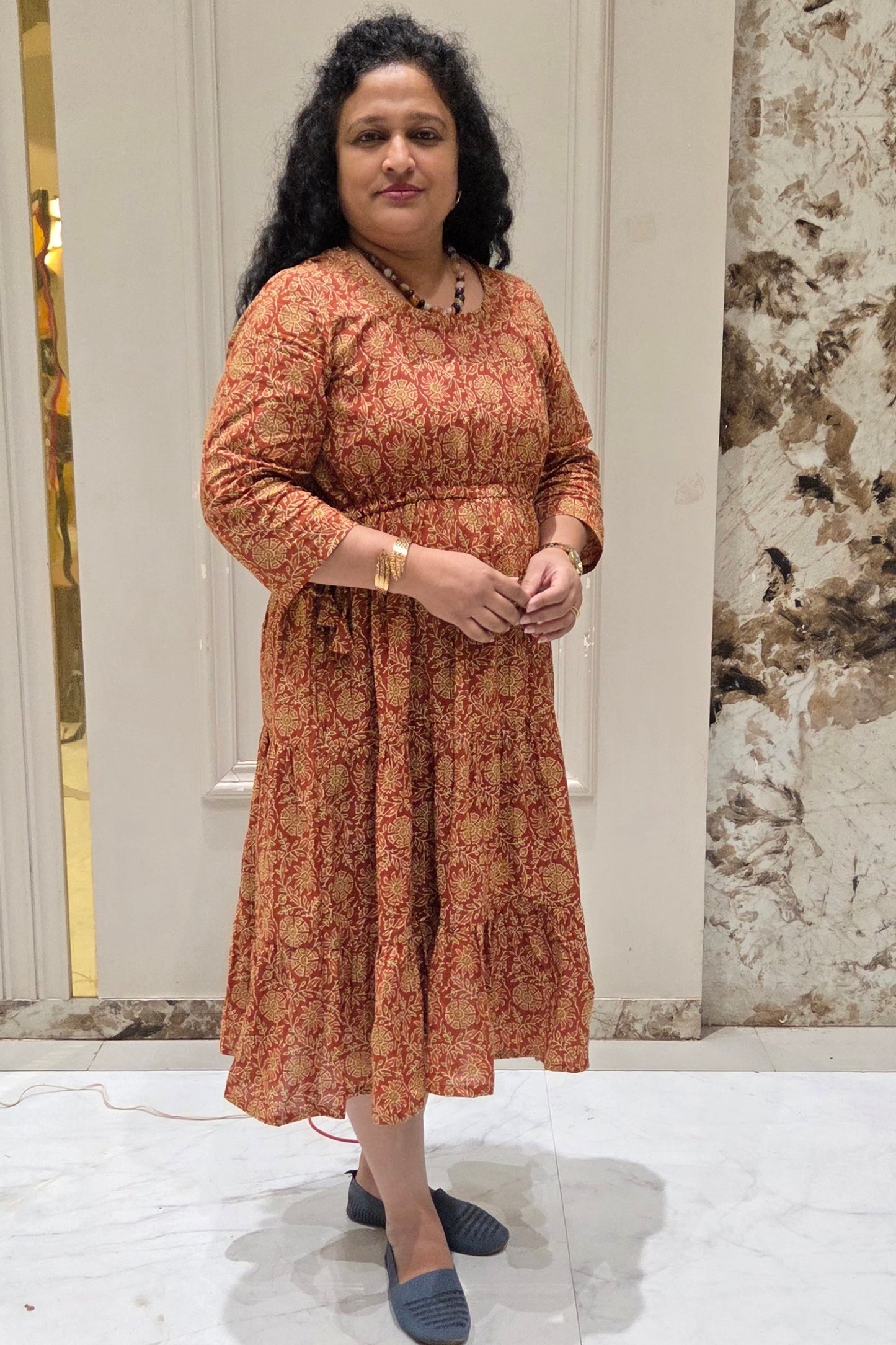 Mother Rust Color Nadi Dress in Cotton